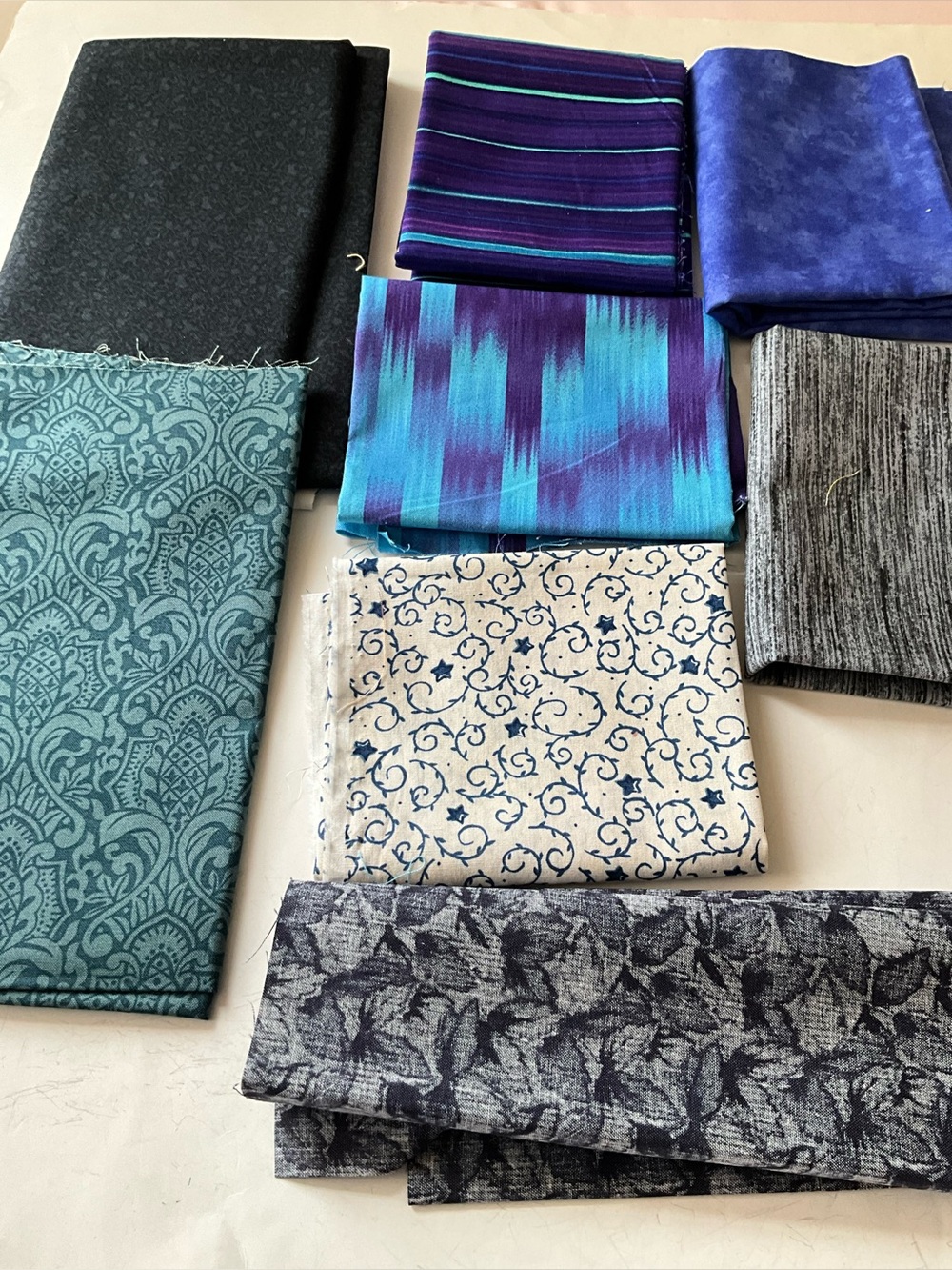 Quilting Sewing Fabric Lot Moda #9247 Blue Grays Cream Paisley